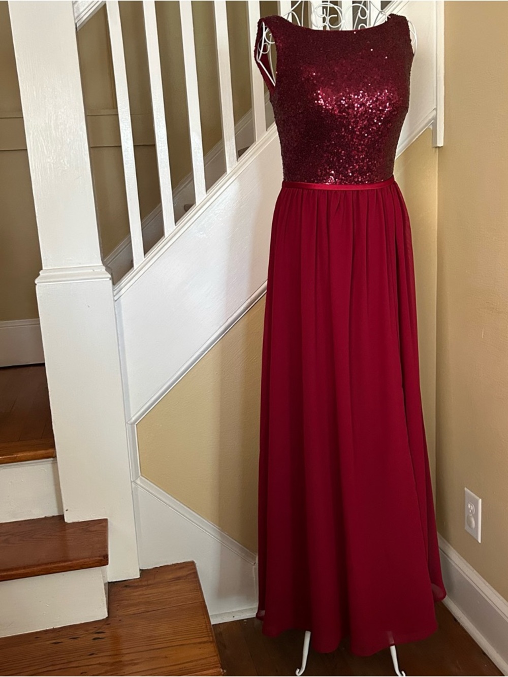 Christina Wu Red Sequin Bodice Formal Dress